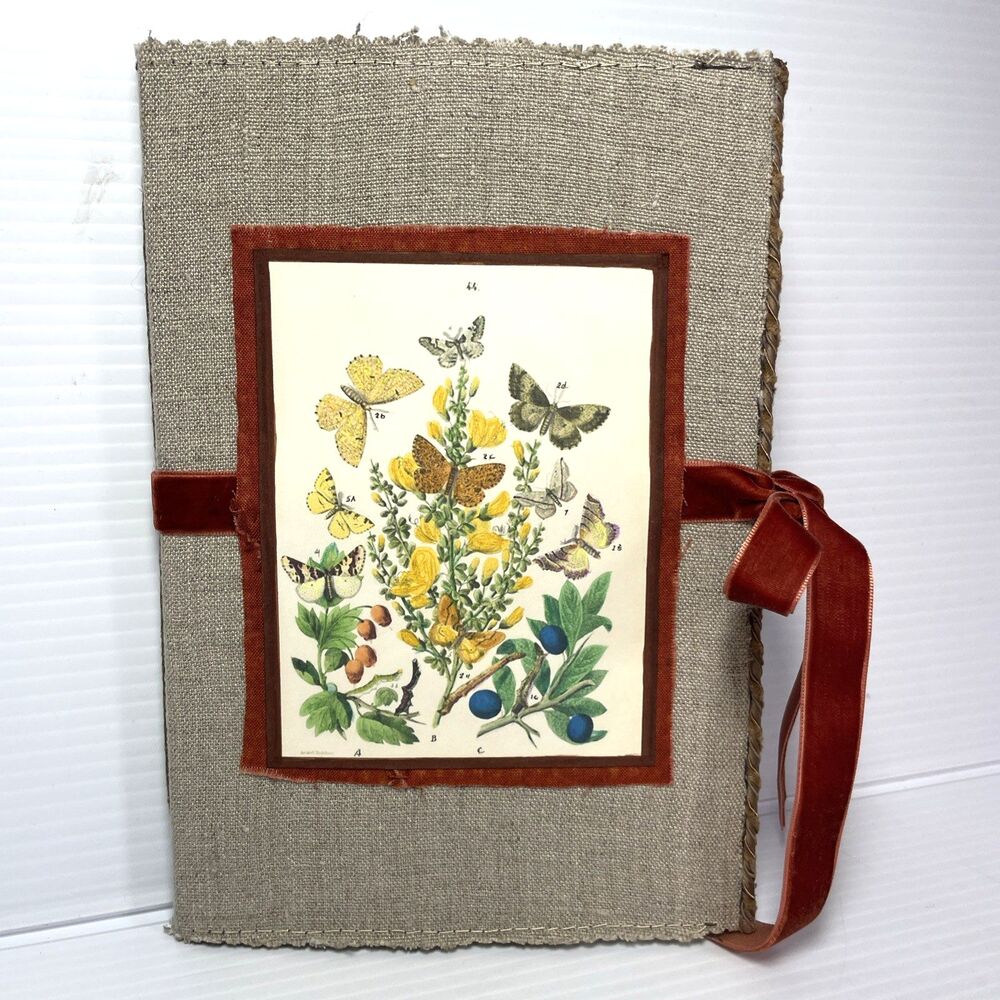 Junk Journal  Folio Waterfall Pages Altered Paper Sampler Booklet Fabric Cover